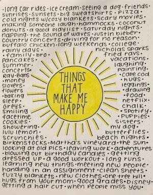 Keeping a list of things that make you happy is a great bullet journal page idea to inspire gratitude and happiness when you're not having a good day.